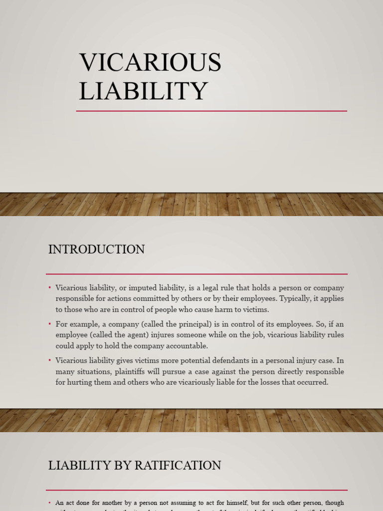Vicarious Liability Pdf Legal Liability Tort