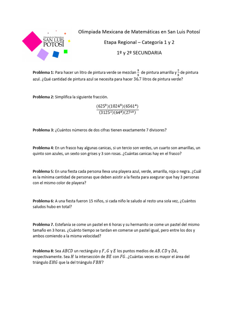 Problemas de Matemáticas para Secundaria | PDF