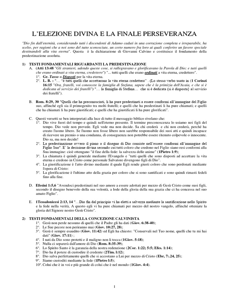 L Elezione Divina e La Finale Perseveranza | PDF