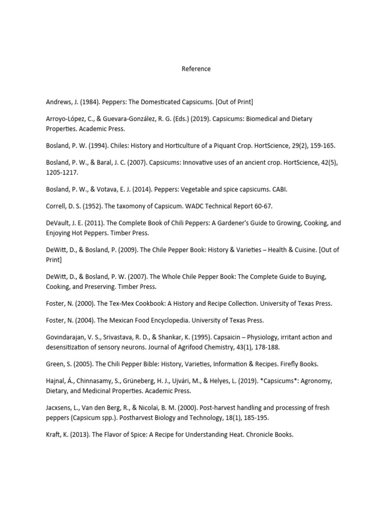 Happy Reference List | PDF | Chili Pepper | Capsicum