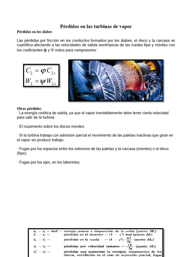 Pérdidas en Las Turbinas de Vapor | PDF