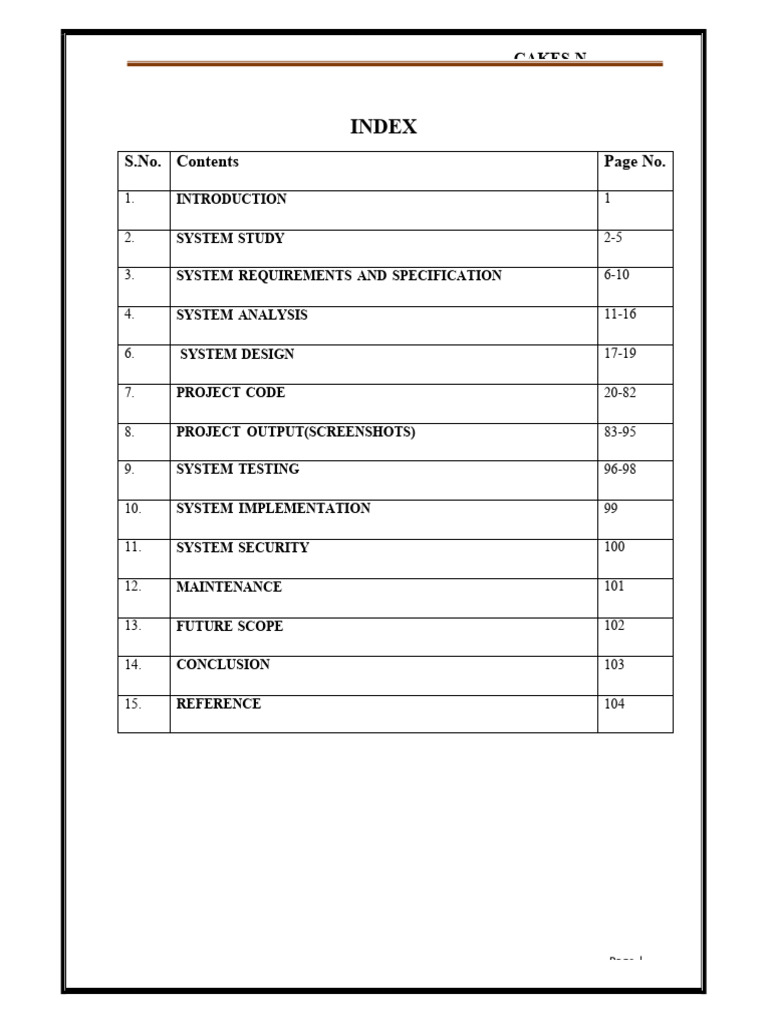 Comprehensive System Study for Cakes N | PDF | Html | Databases