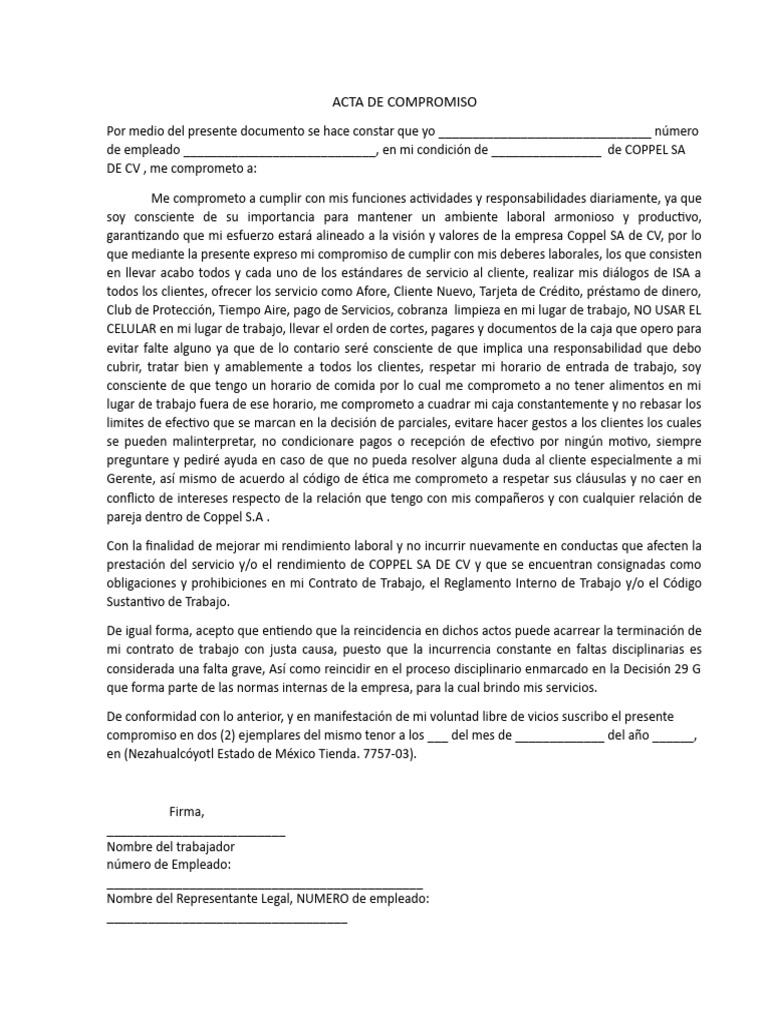 Compromiso Laboral en Coppel SA | PDF | Negocios | Finanzas y dinero