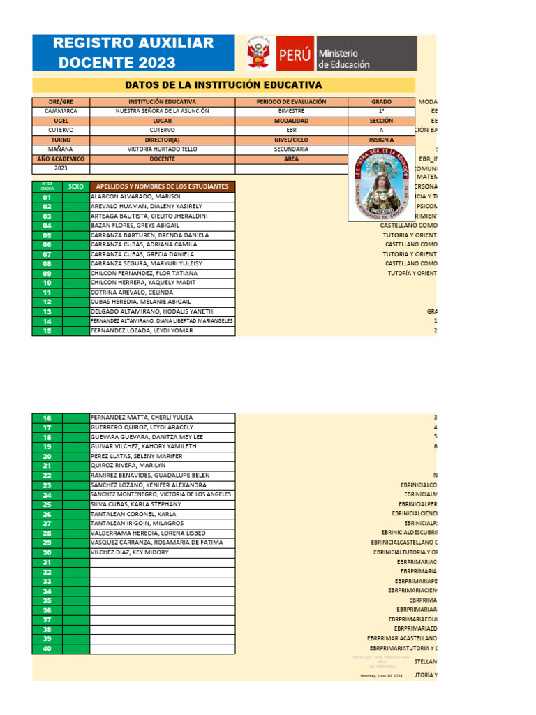 Registro de Asistencia y Evaluación 2023 | PDF
