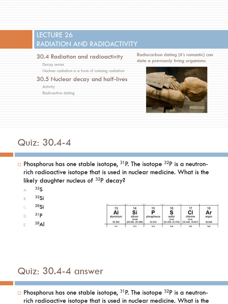 116winter18 L26 Radiations and Radioactivity | PDF | Radioactive Decay ...