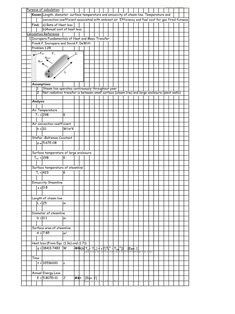 Steam Line Heat Loss Analysis Report | PDF | Heat Transfer | Heat