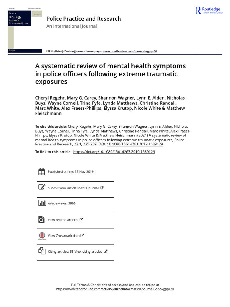 A Systematic Review of Mental Health Symptoms in Police Officers ...