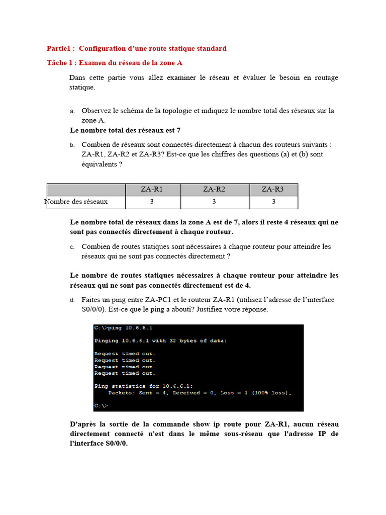 Configuration de Routes Statiques et Flottantes | PDF | Adresse IP ...