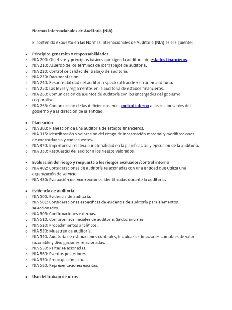 Normas Internacionales de Auditoría y NIIF | PDF | normas ...
