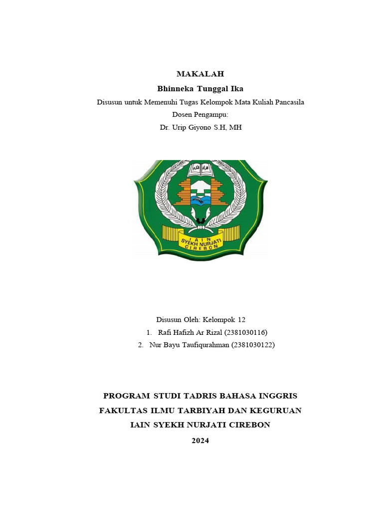 Bhinneka Tunggal Ika: Pilar Persatuan Indonesia | PDF