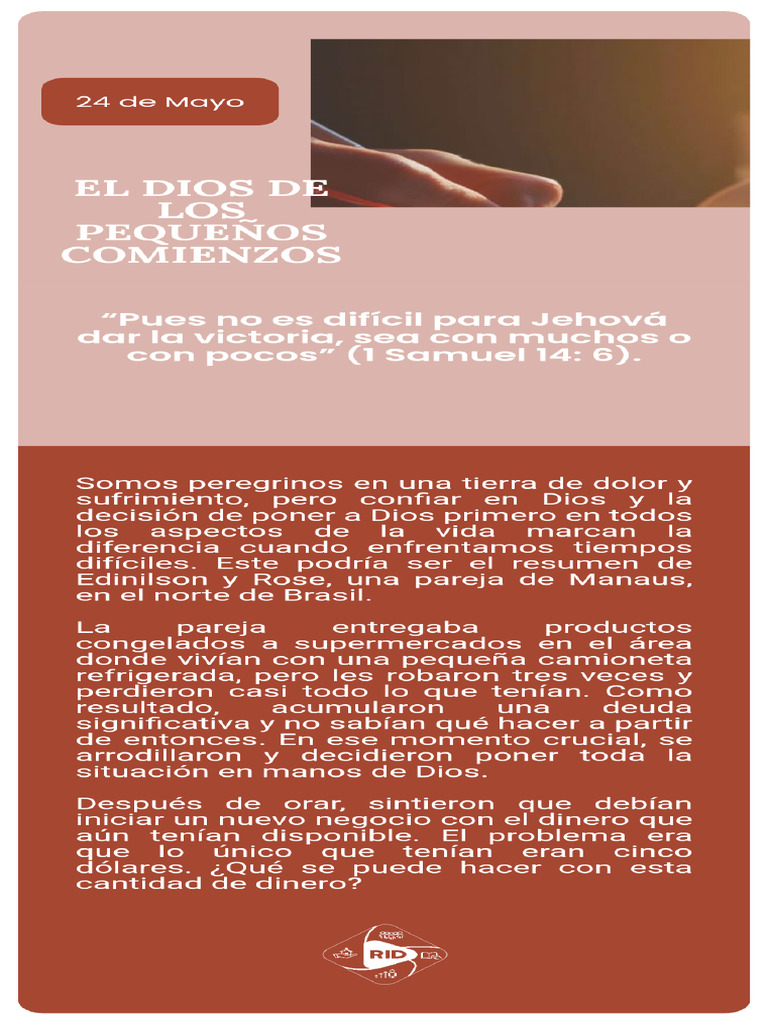 El Dios de Los Pequeños Comienzos | PDF
