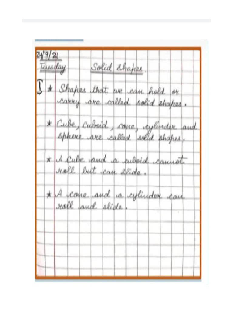 Maths LN 7 Solid Shapes CW | PDF