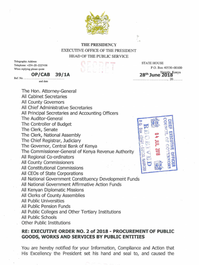 Executive Order No. 2 of 2018 Procurement PDF