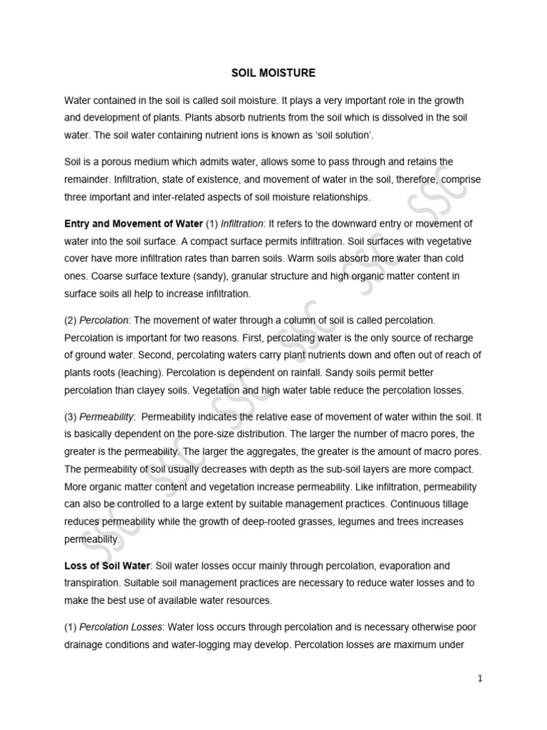 Soil Moisture Pdf Soil Porosity
