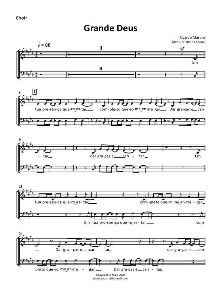 15 - Grande Deus (Adoradores Novo Tempo) - Choir | PDF, image size:768x1024