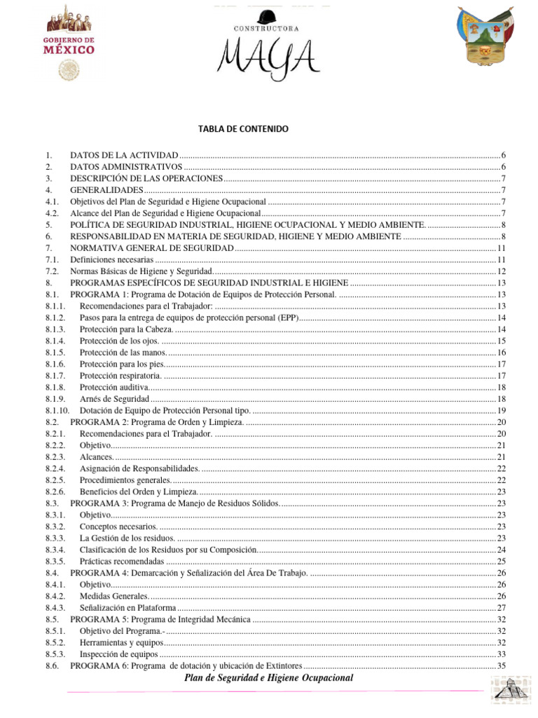 Plan Integral de Seguridad Ocupacional | PDF | Valores | Seguridad y ...