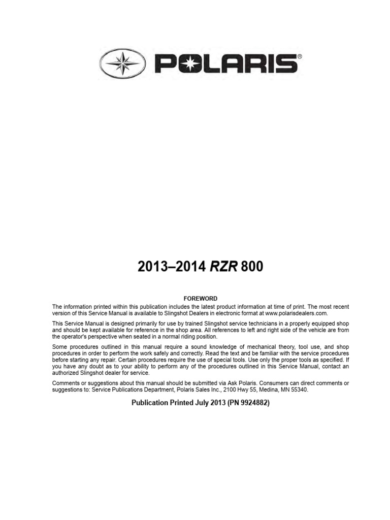 RZR 800 2013 | PDF | Fuse (Electrical) | Land Vehicles