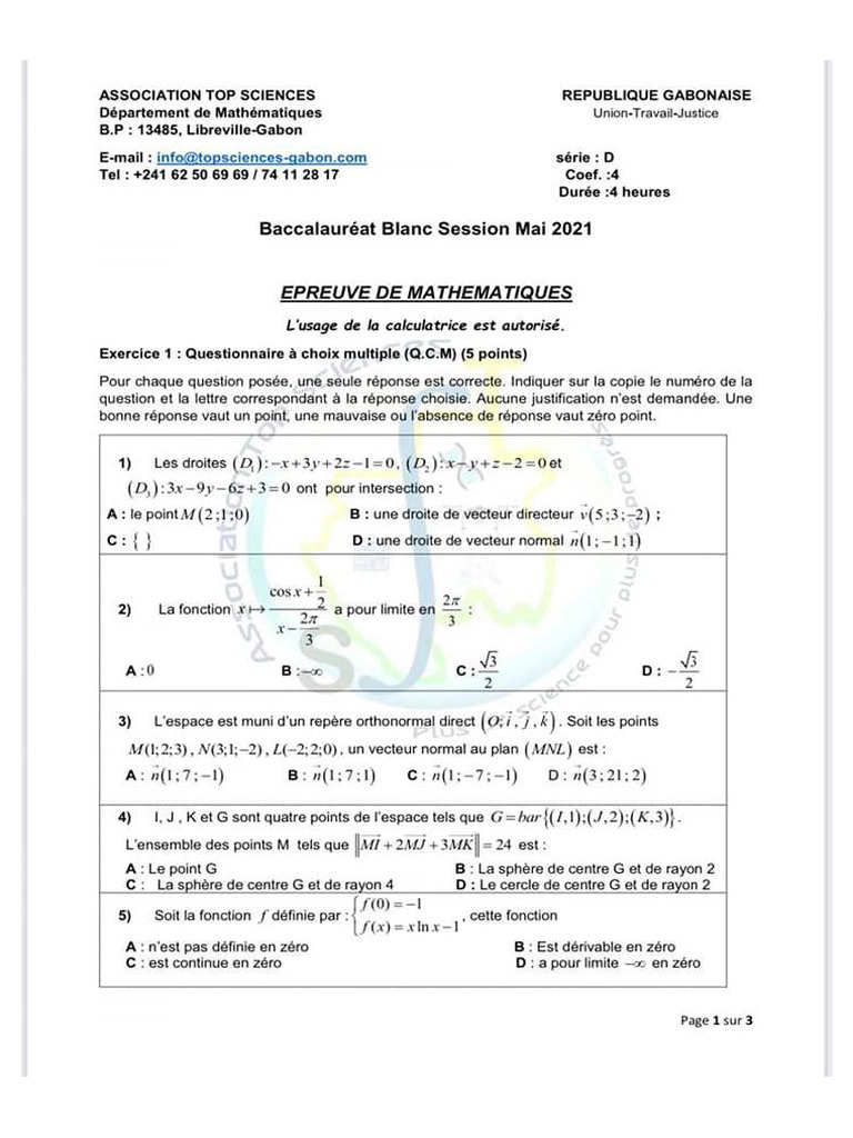Sujet Maths | PDF