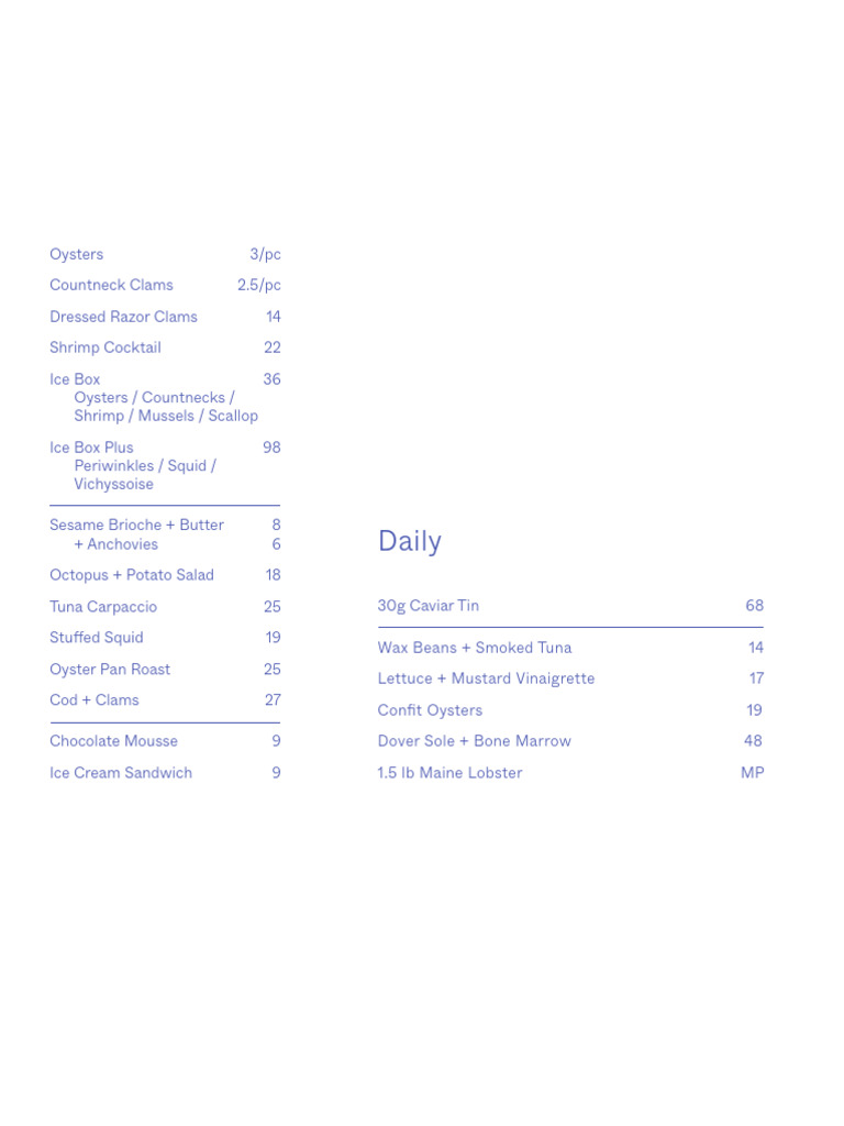Seafood Menu with Prices and Dishes | PDF