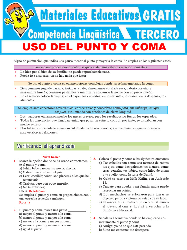 Uso correcto del punto y coma | PDF