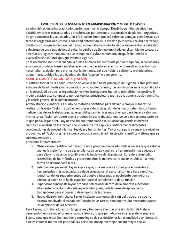 2 y 3 Modelo Clasico | PDF | Business | Division de trabajo