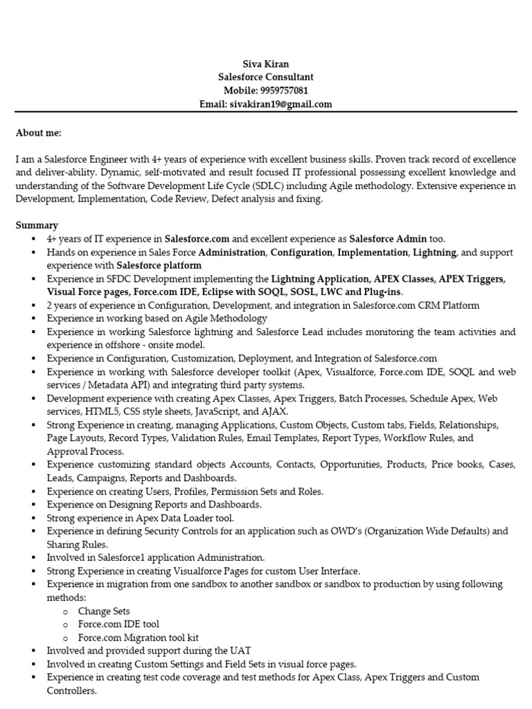 Siva kiran resume sfdc pdf world wide web internet web