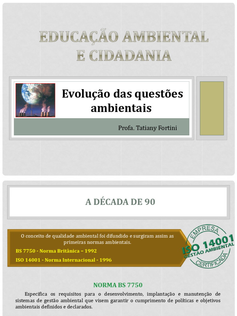 Evolução da Educação Ambiental e Cidadania | PDF | Protocolo de Quioto ...