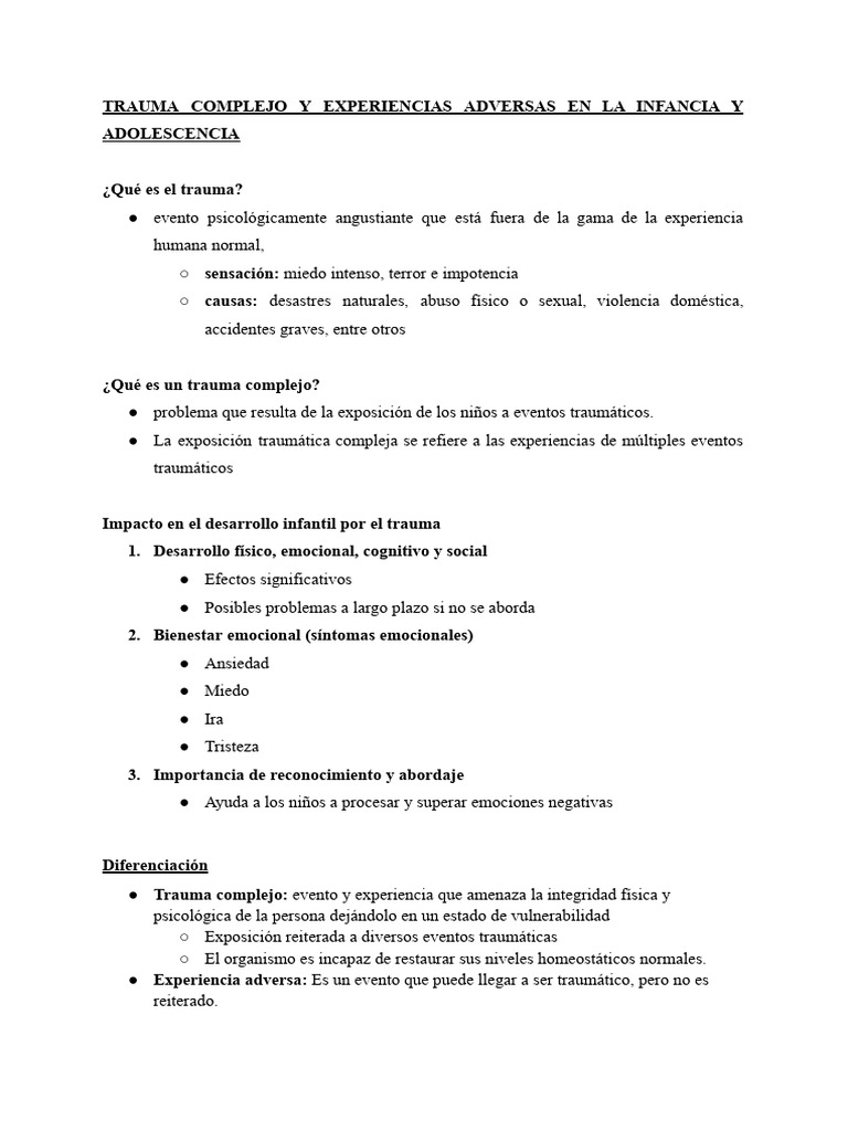 Trauma Complejo en Niños y Adolescentes | PDF | Trastorno de estrés ...
