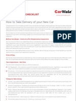 New Car Pre Delivery Inspection Checklist