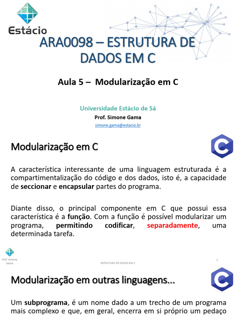 Modularização de Código em C | PDF | Método (programação de ...
