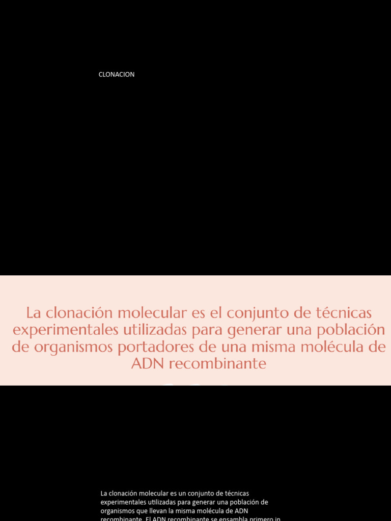 Clonación Molecular | PDF | Plásmido | Adn