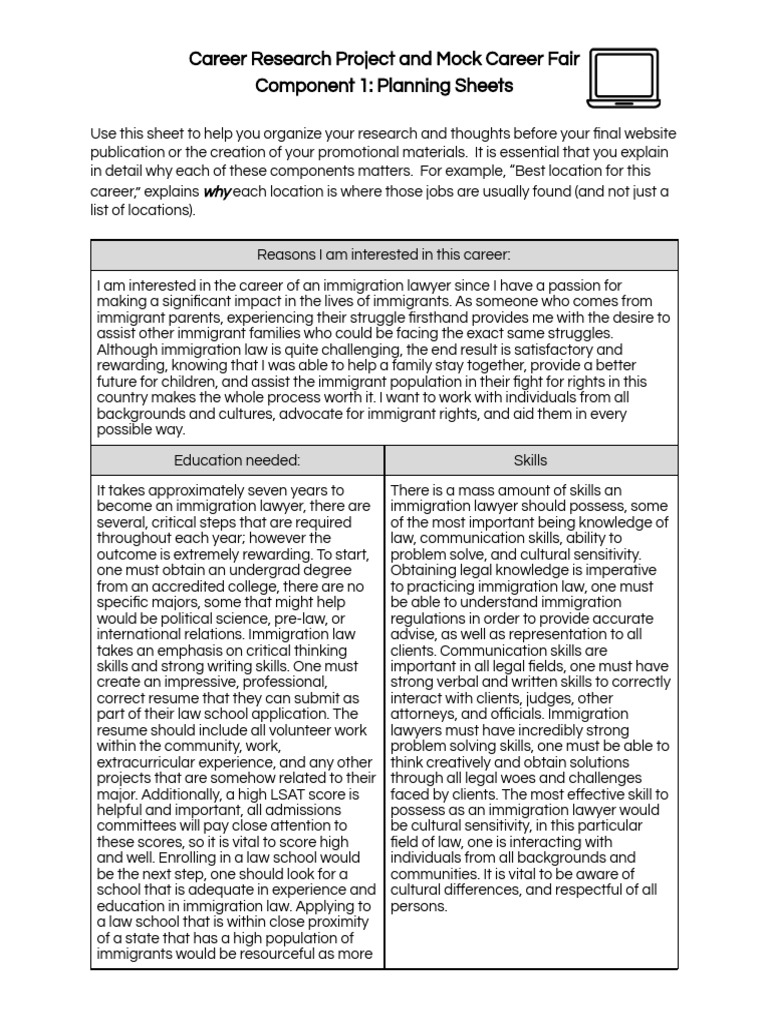 Krisia a career research project and mock career fair component 1