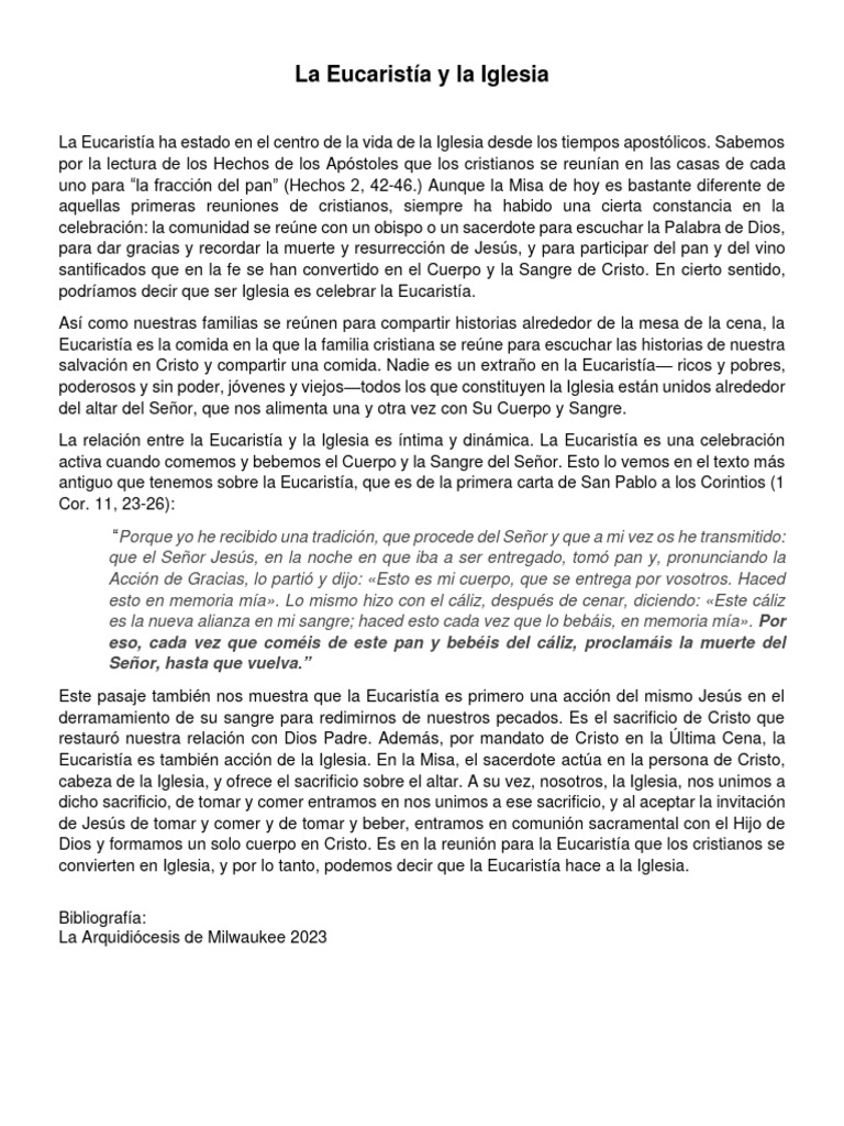 Eucaristía: Corazón de la Iglesia | PDF | eucaristía | Cristo (título)