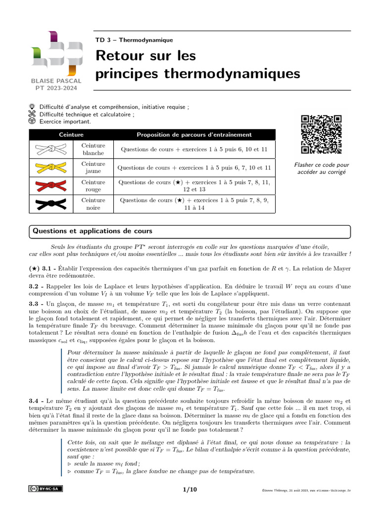 Thermodynamique : Exercices et Concepts clés | PDF | Entropie ...