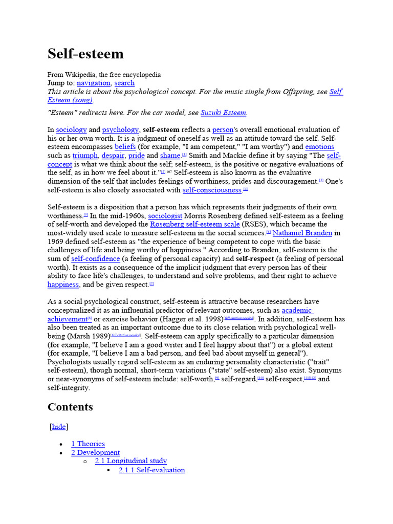 Self | PDF | Self Esteem | Psychology