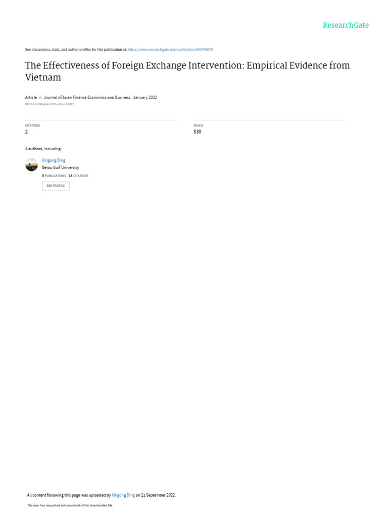 The Effectiveness of Foreign Exchange Intervention: Empirical Evidence ...