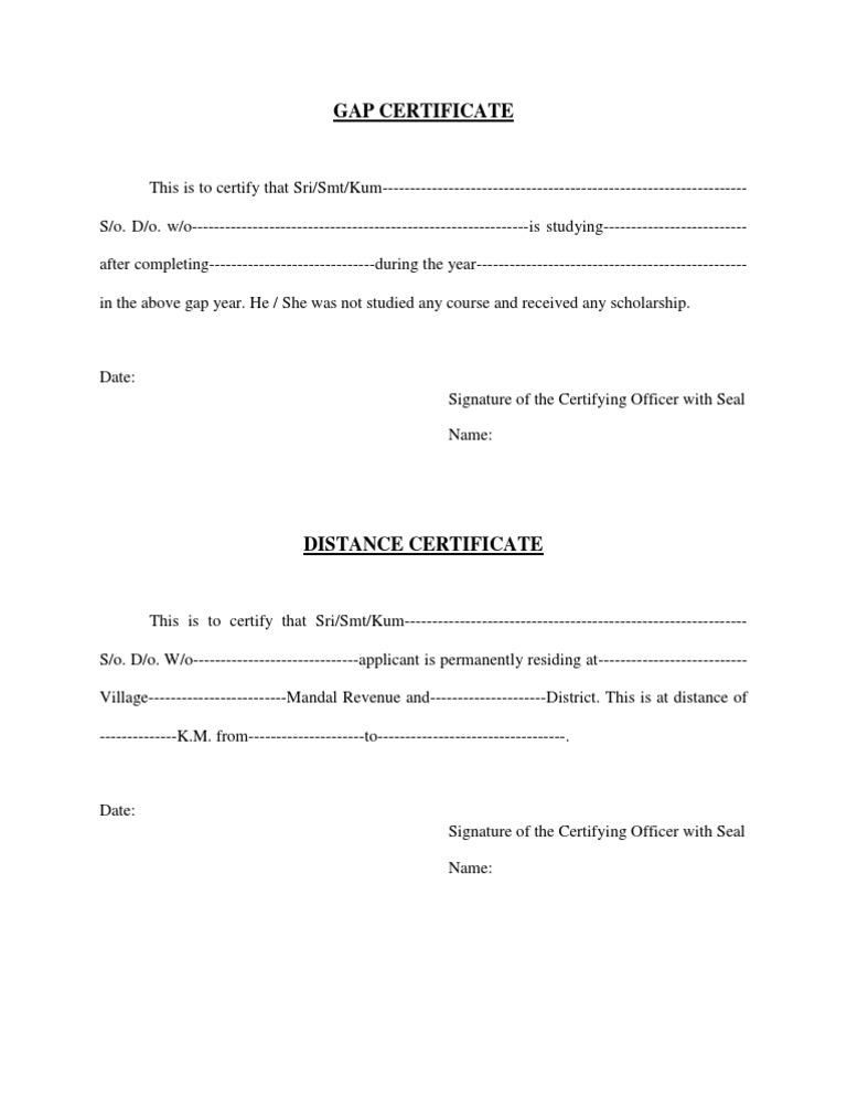 Gap Certificate
