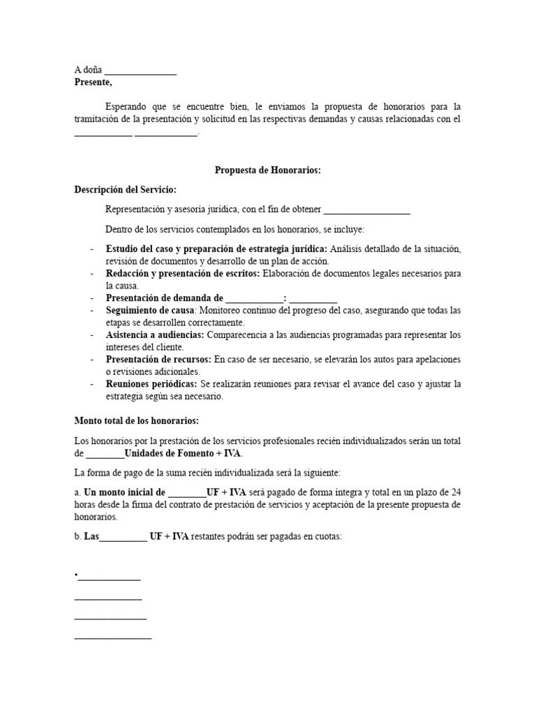 Propuesta de Honorarios Abogado | PDF