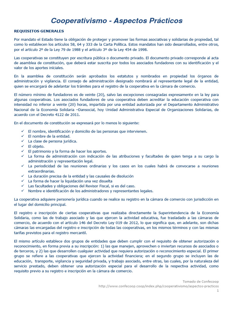 Requisitos para Constituir Cooperativas | PDF | Cooperativa | Sociedad ...