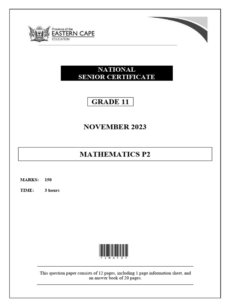 Maths p2 QP Gr11 Nov 2023 - English D | PDF | Circle | Mathematics