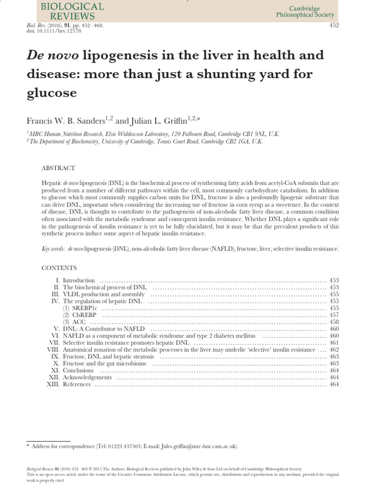 De Novo Lipogenesis in The Liver SREBP-ChREBP | PDF | Glycolysis ...