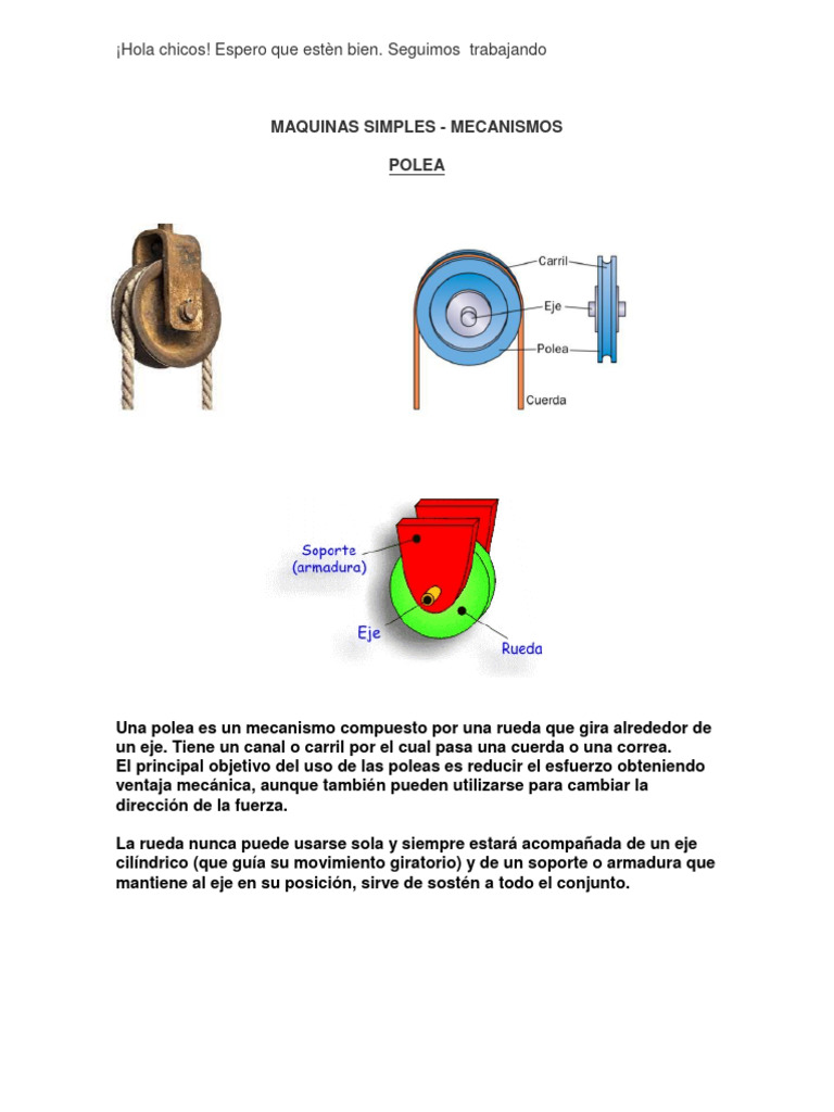 Tecnologìa Taller Maquinas Simples Poleas Pdf Ingeniería Mecánica