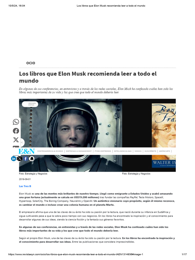 Los Libros Que Elon Musk Recomienda Leer a Todo El Mundo | Descargar ...