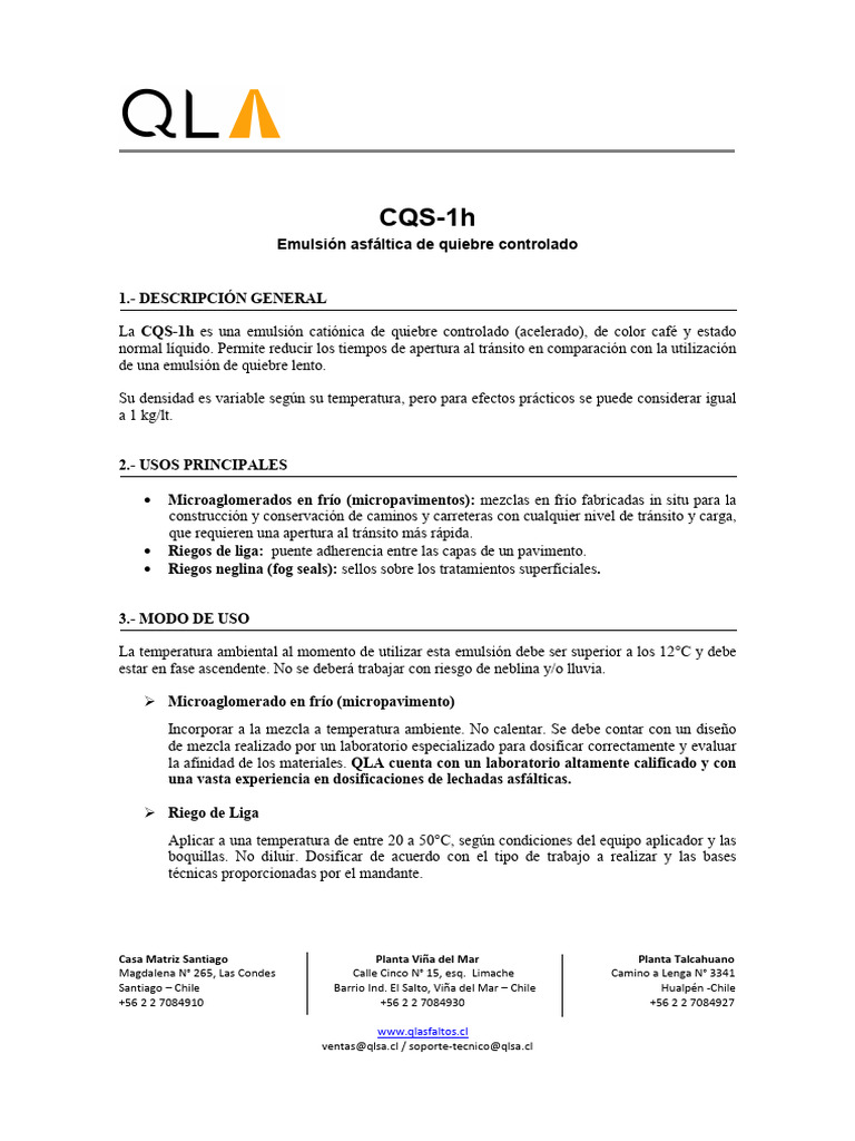CQS 1h | PDF | Emulsión | Laboratorios
