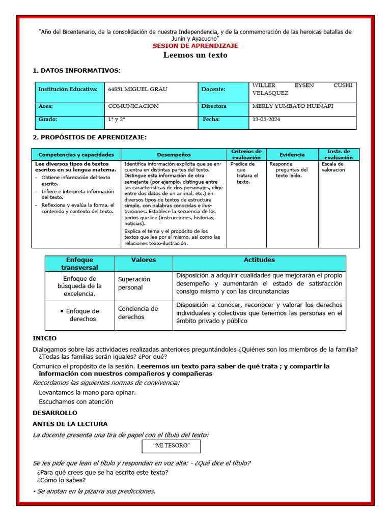 2° SESIÓN DE APRENDIZAJE 14 de Mayo | PDF | Aprendizaje | Evaluación