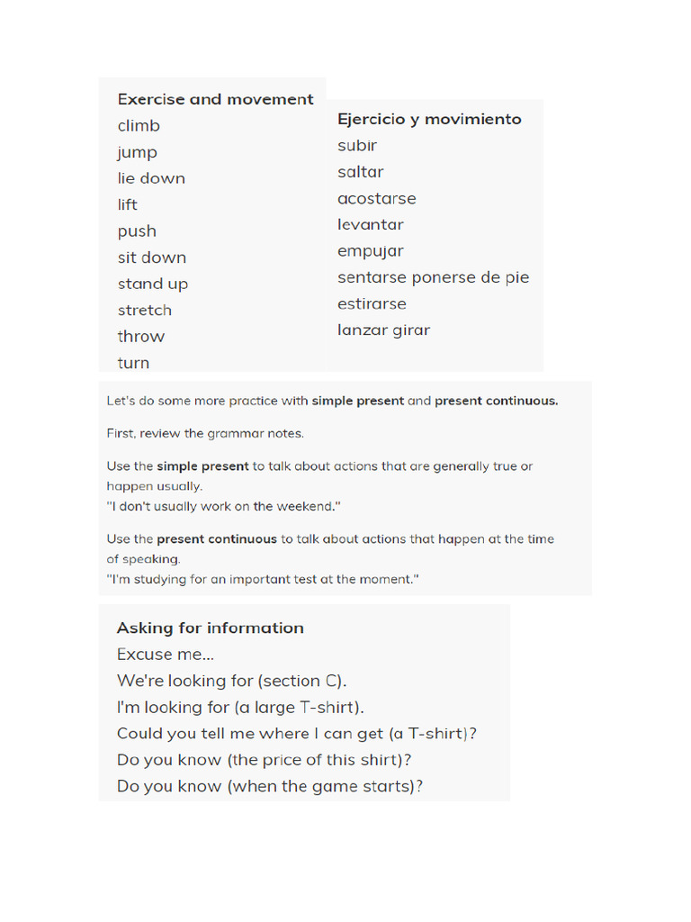 Ingles A2 Unidad 3 | PDF