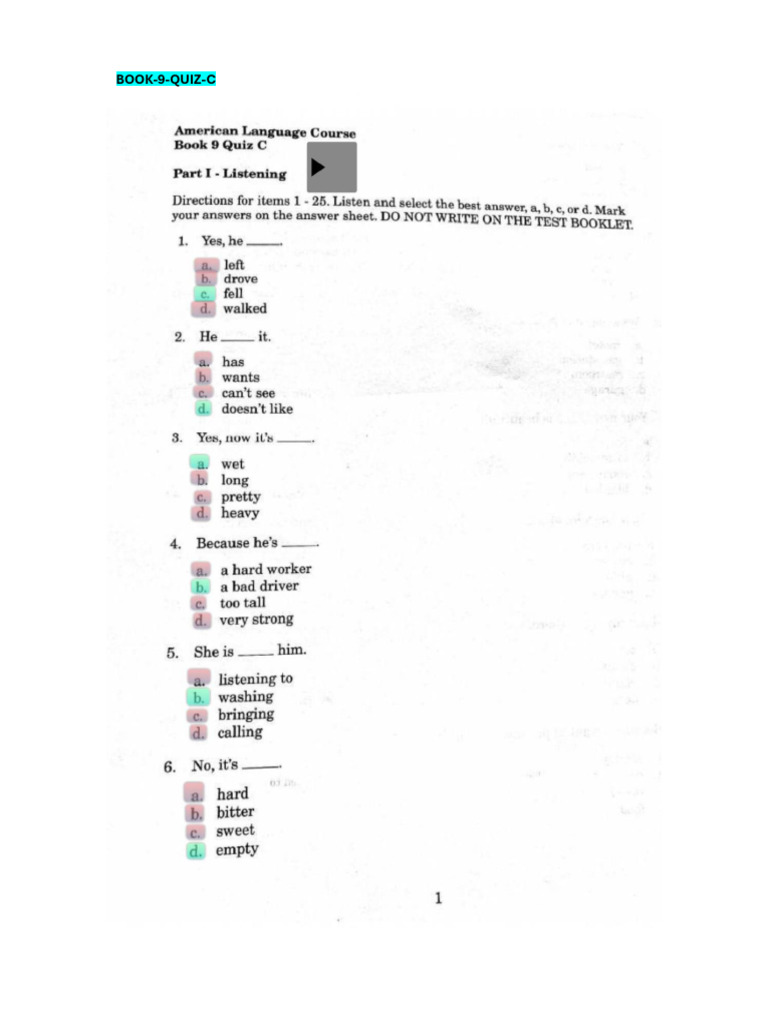 Book 9 Quiz C Merged Pdf