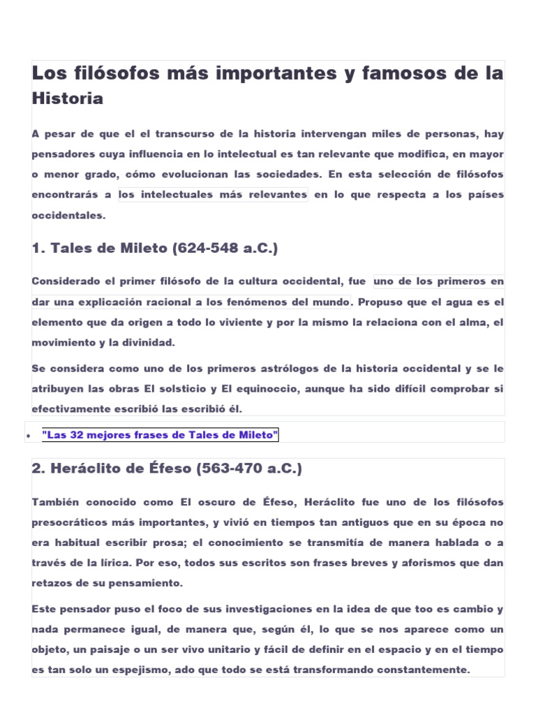 Los Filósofos Más Importantes y Famosos de La Historia | PDF | Platón ...
