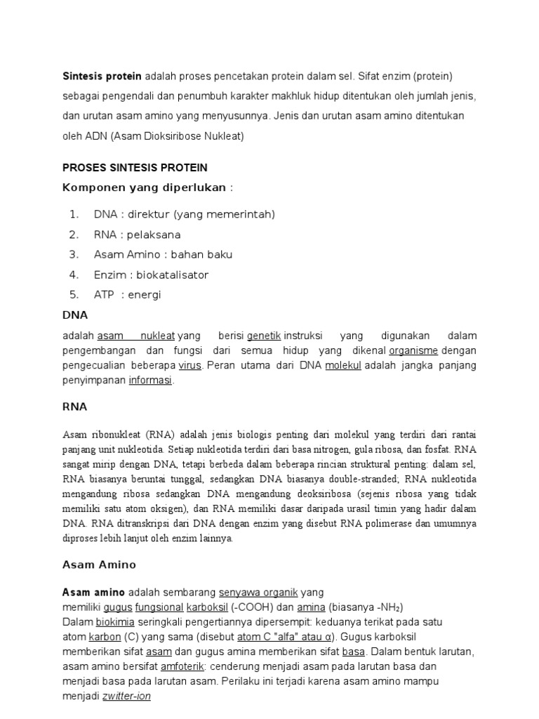 Proses Sintesis Protein dalam Sel | PDF