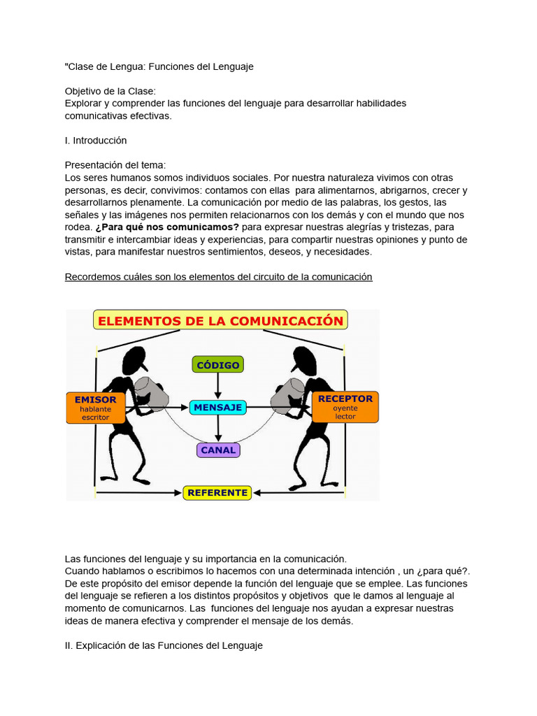 Funciones del Lenguaje en Clase | PDF | Comunicación | Educación en ...